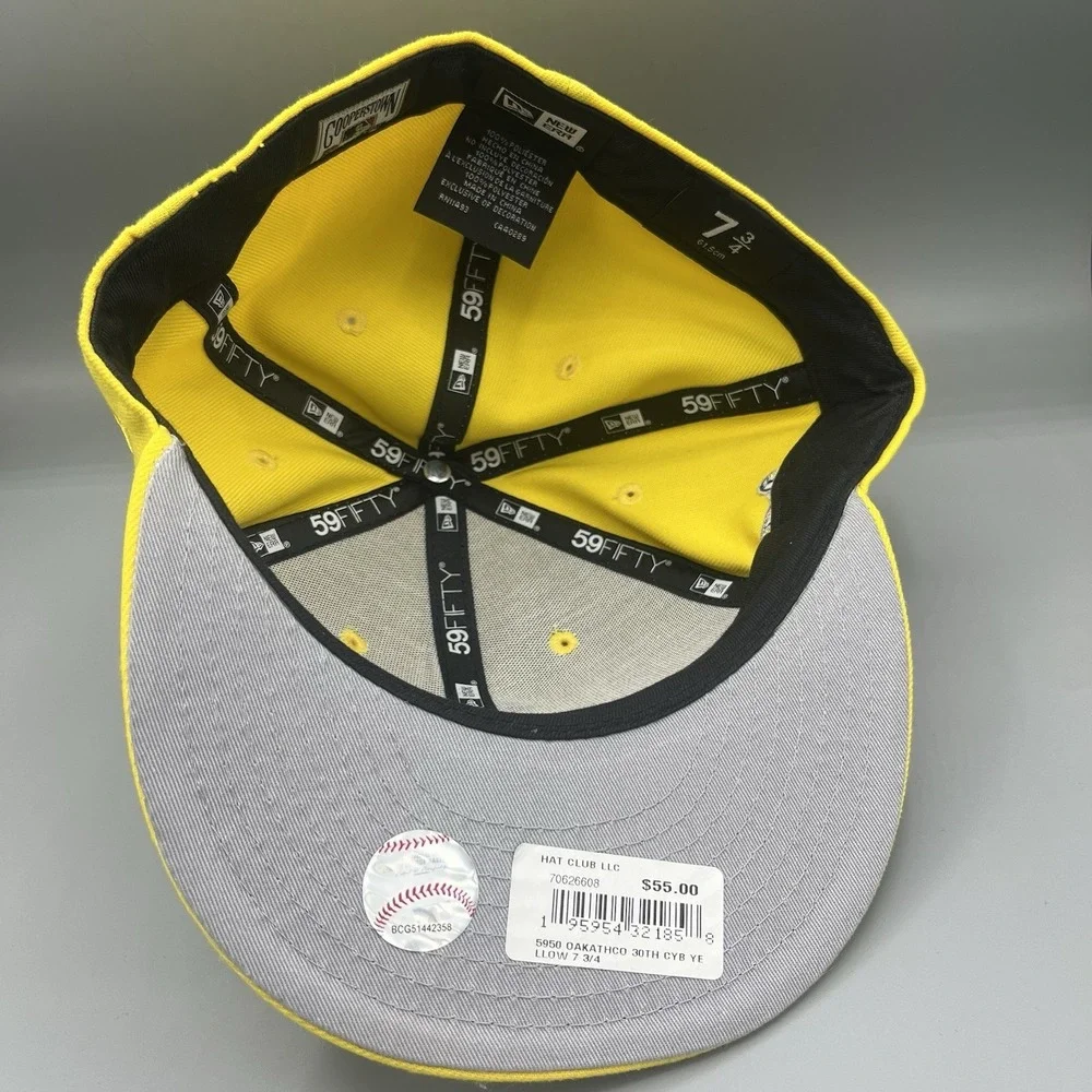 New Era Hat Club Oakland Athletics A's Aux Pack Yellow 59Fifty Fitted Hat 7 3/4